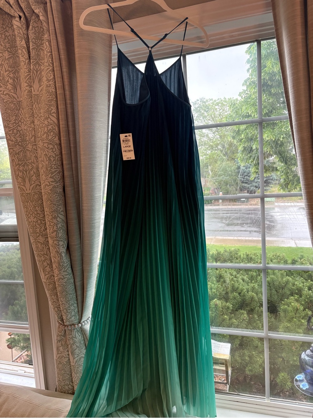 Bar III Ombre Pleated Maxi Dress in Navy to Teal - Picture 2 of 4